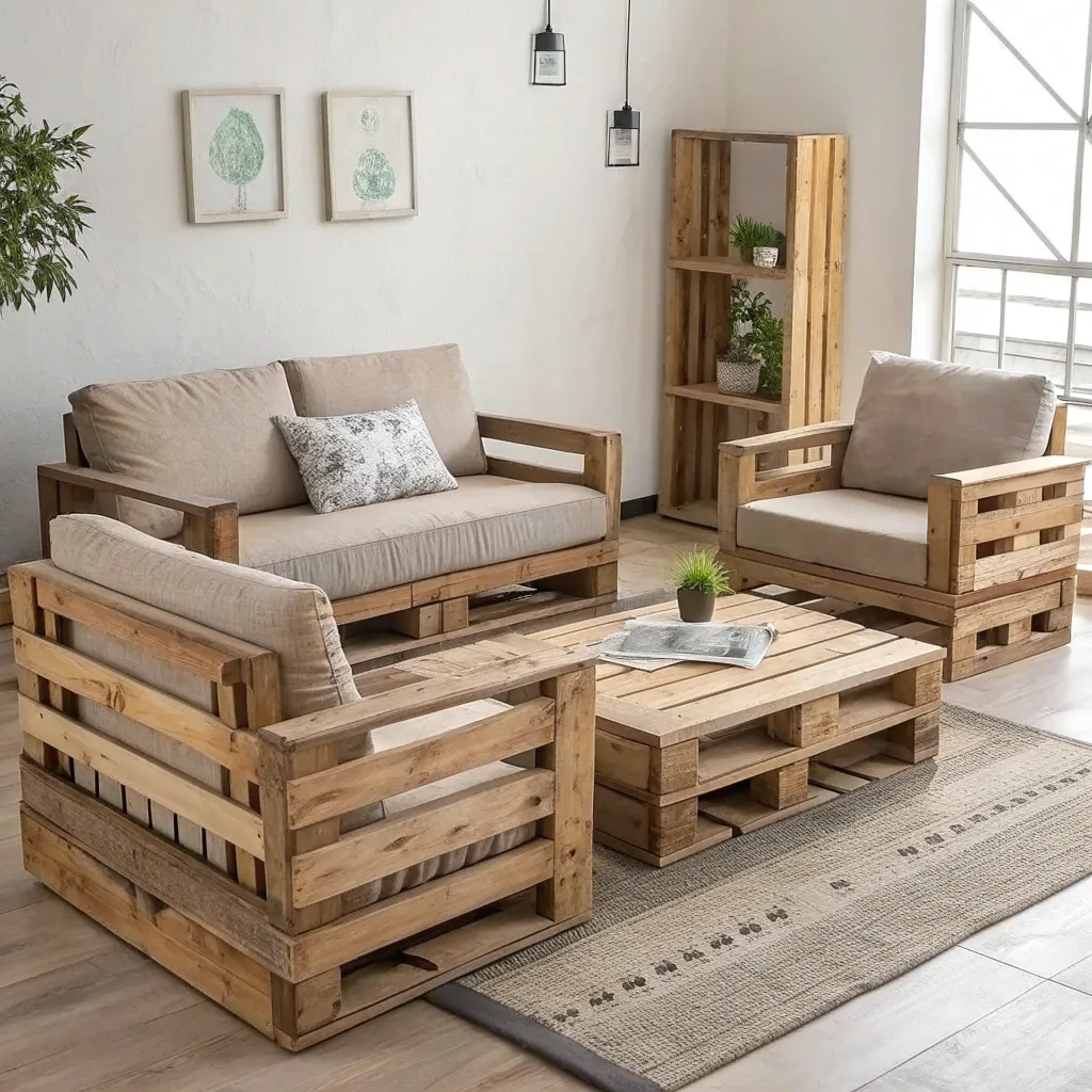 Elegant pallet sofa set